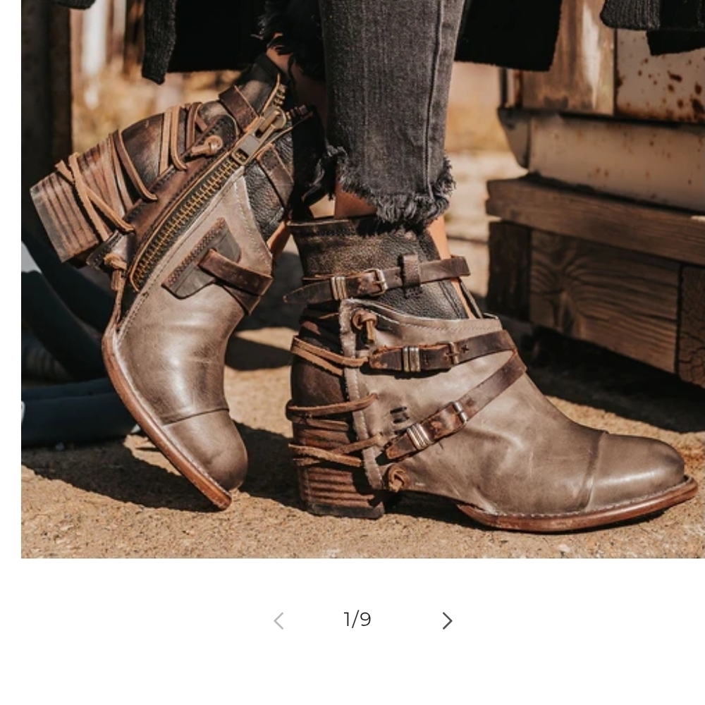 Freebird Brown Multi Ankle Boots with Buckle Detail